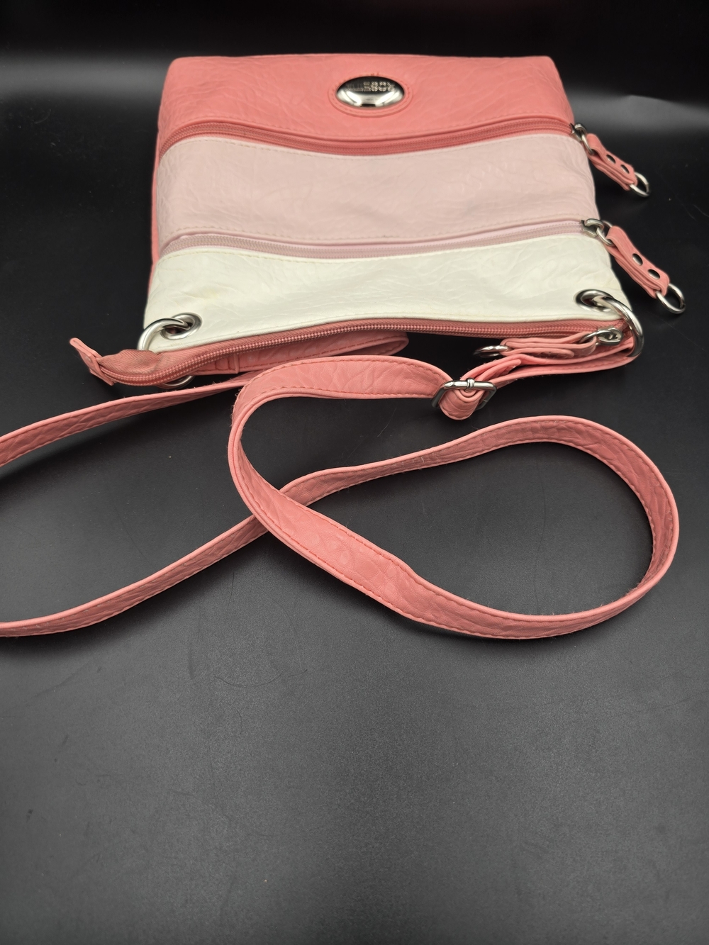Rosetti Tricolor Pebbled Crossbody - Coral, Blush & Cream - Picture 13 of 14